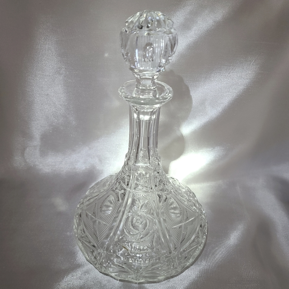 Rare Vintage Cut Crystal Ship Decanter
